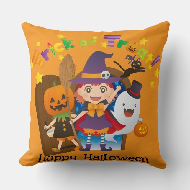 Halloween Anpassningsbar Whimsical Cute Witch Pump Kudde (Framsida)