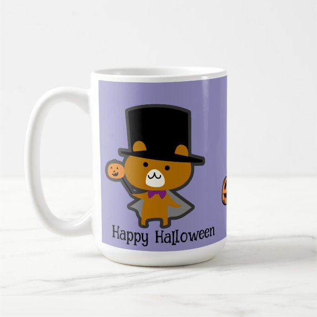 Halloween-Anpassningsbar Whimsical Cute Wizard Bea Kaffemugg (Vänster)