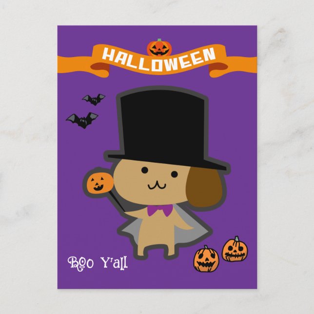 Halloween Anpassningsbar Whimsical Cute Wizard Hun Vykort (Framsida)
