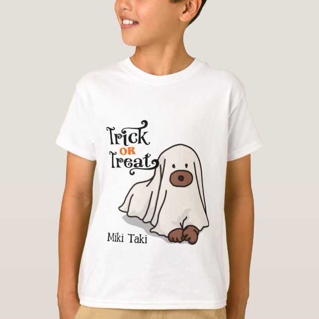 Halloween Anpassningsbar Whimsical Rolig hund Ghos T Shirt (Framsida)