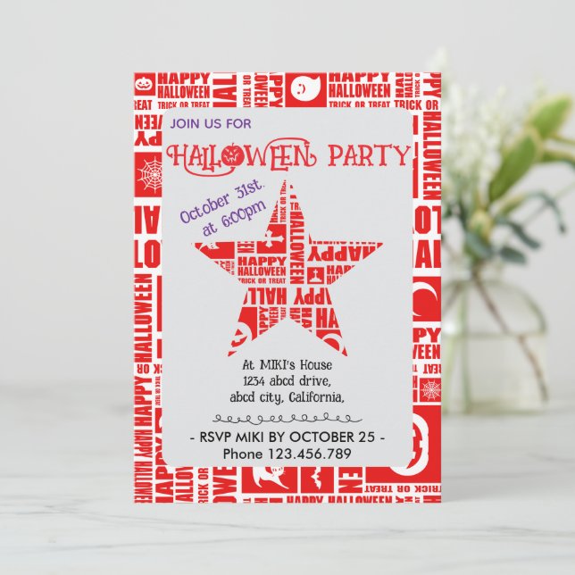 Halloween-Anpassningsbarnas Coola Whimsical Typogr Inbjudningar (Stående Fram)