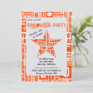 Halloween-Anpassningsbarnas Coola Whimsical Typogr Inbjudningar