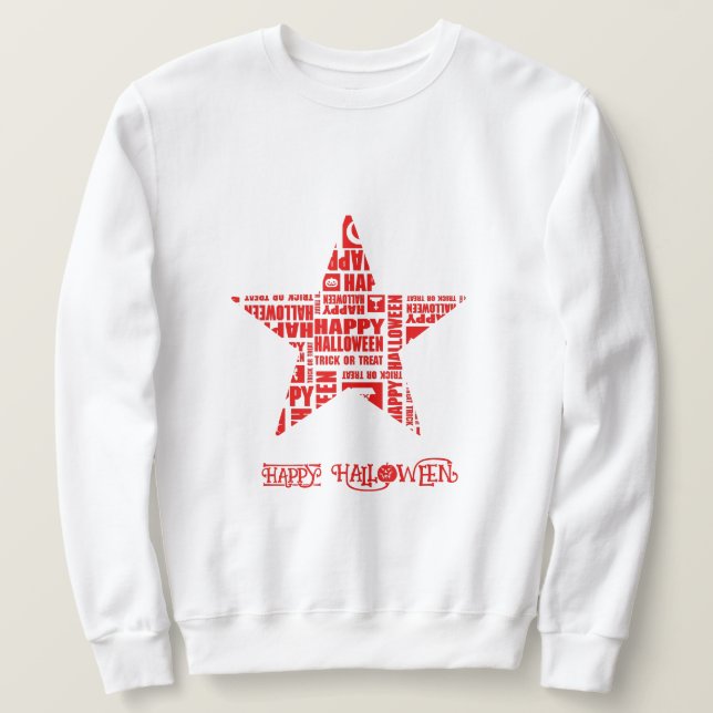 Halloween-Anpassningsbarnas Coola Whimsical Typogr Lång Ärmad Tröja (Design framsida)