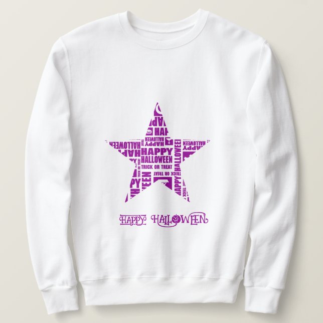 Halloween-Anpassningsbarnas Coola Whimsical Typogr Lång Ärmad Tröja (Design framsida)