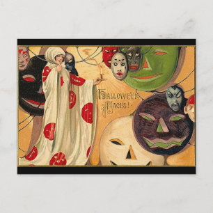 Halloween Ansikte - Art Deco Vykort