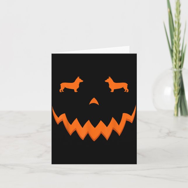 Halloween-ansikte för pumpa Corgi hund Kort (Framsida)
