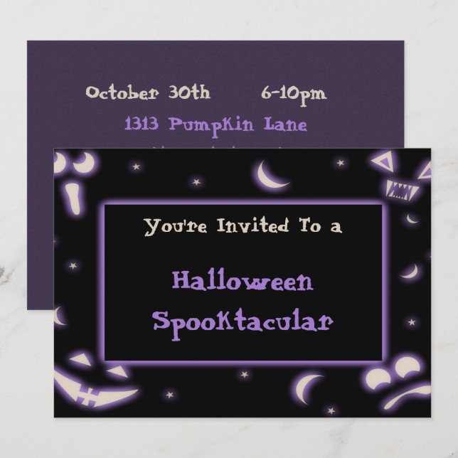 Halloween Ansikte Inbjudningar (Fram/baksida)