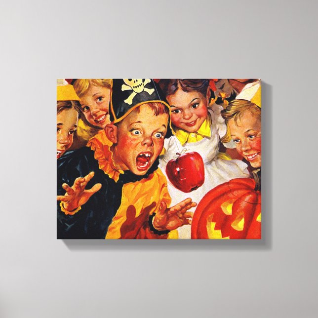 Halloween Apple Bobning Skriv ut Canvastryck (Framsida)