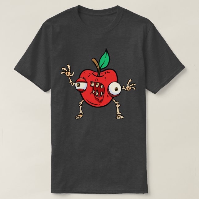 Halloween Apple Zombie Food Fruit Monster Spooky Z T Shirt (Design framsida)