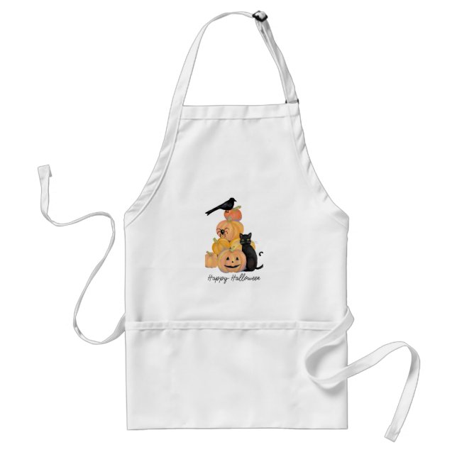Halloween Apron med Pumpkins och Black Cat Förkläde (Framsidan)