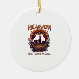 Halloween är Bättre Lama Orange Dödskallar Spindel Julgransprydnad Keramik