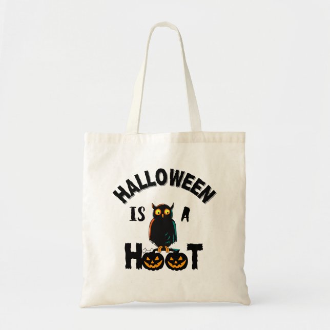 Halloween är en skrämmande pooky uggla och pumpor tygkasse (Framsidan)