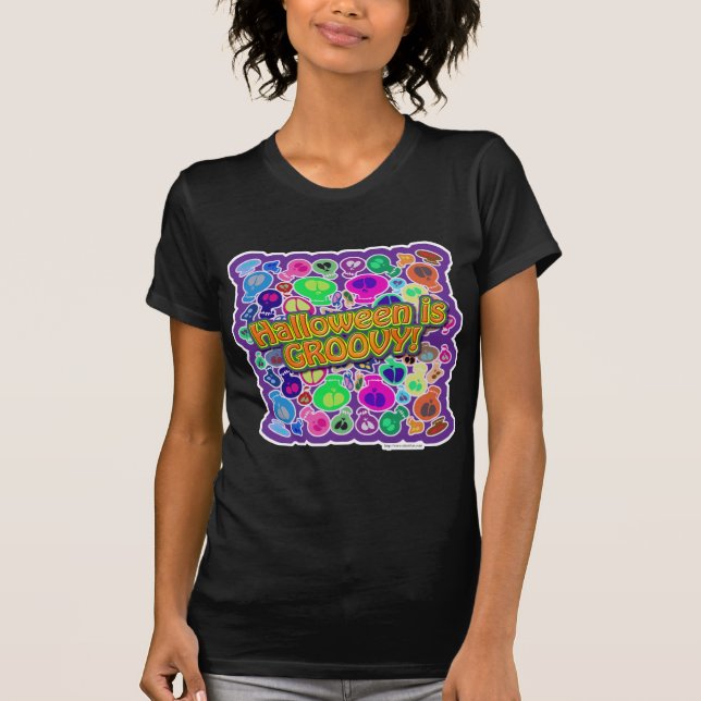 Halloween är Groovy Spooky Slogan Design Tee (Framsida)