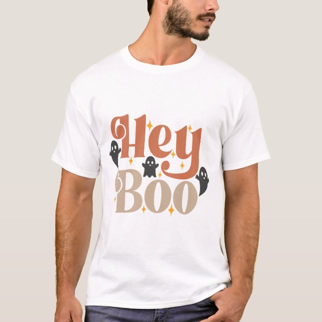 Halloween är här Hey Boo spöke T Shirt (Framsida)