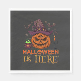Halloween Är Här Pumpa Häxa Hatt Magi Kittel Pappersservett