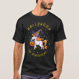 Halloween är Magic Unicorn Witch Jack o lantern T Shirt