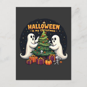 Halloween är min jul Roliga spöken Xmas Tomte Meddelande Vykort