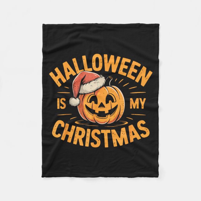 Halloween är min jul Roligt spökligt uttalande  Fleecefilt (Framsidan)