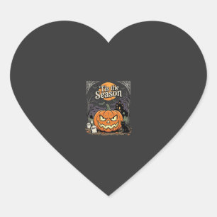 Halloween är säsongen Pumpa Katt Design_1 Hjärtformat Klistermärke