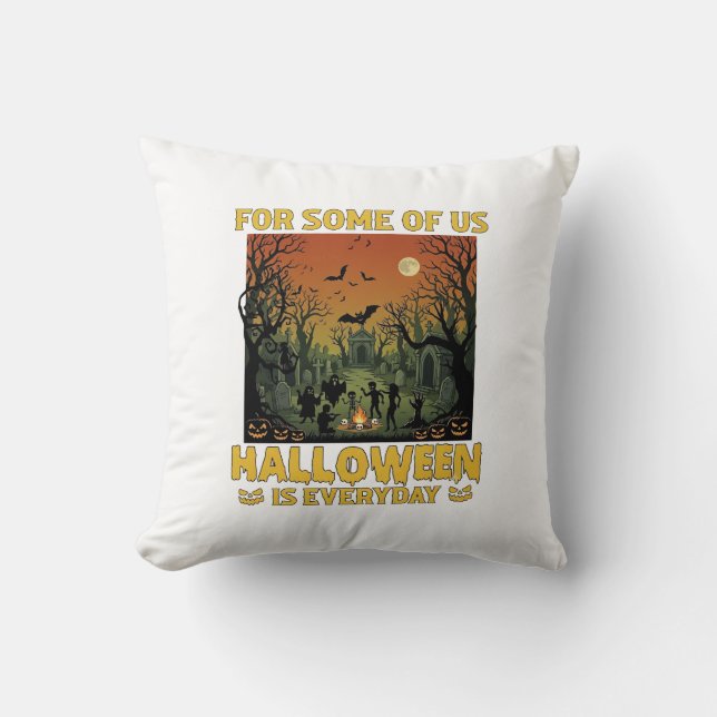 Halloween är varje dag kyrkogård zombies bål Pu Kudde (Framsida)