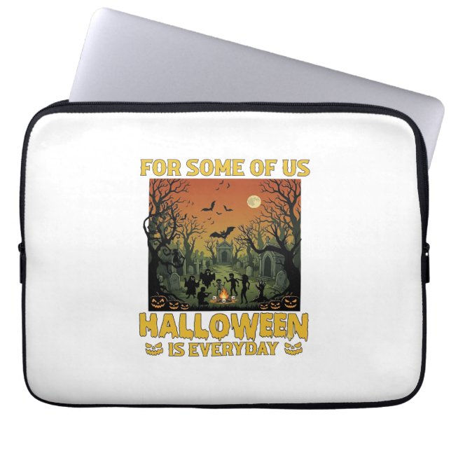 Halloween är varje dag kyrkogård zombies bål Pu Laptop Fodral (Framsidan)