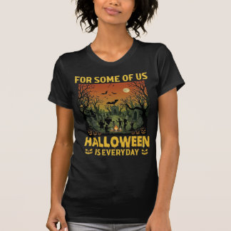 Halloween är varje dag kyrkogård zombies bål Pu T Shirt