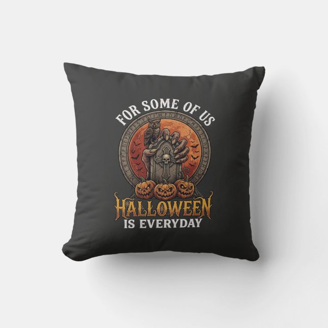 Halloween är varje dag monster hand gravsten pumpa kudde (Framsida)