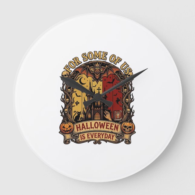 Halloween är varje dag Spökhus Fladdermöss Pumpa_ Stor Klocka (Framsida)