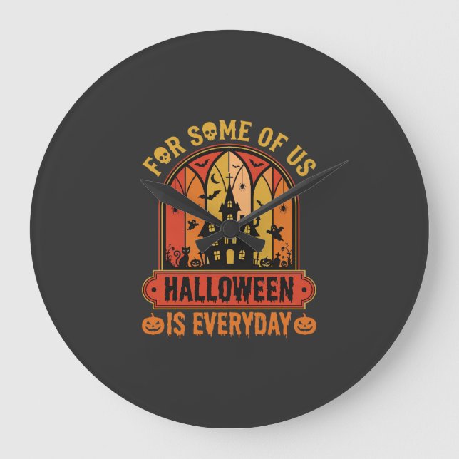 Halloween är varje dag Spökhus Retro Stor Klocka (Framsida)