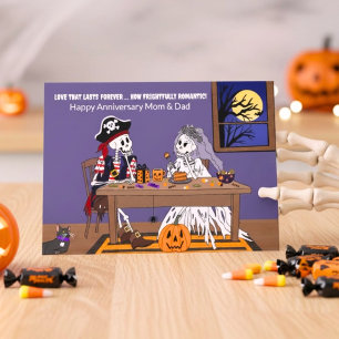 Halloween årsdag Föräldrar Roliga skelett Kort