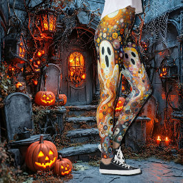 Halloween Art Deco Spöken Spooky Roligt Leggings