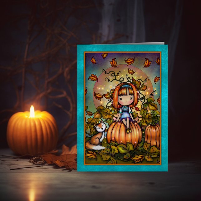 Halloween Art Fox in the Pumpkin Patch Kort (Skapare uppladdad)