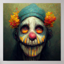 Halloween Art. Ledsen och Scary Clown. AI Skapat