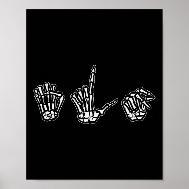 Halloween ASL Skeleton Hand Sign Language Costume Poster (Framsidan)