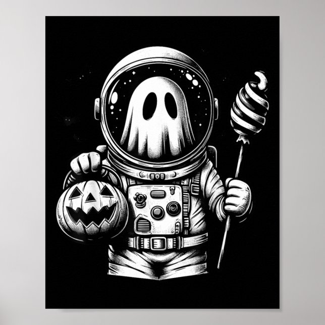 Halloween Astronaut Kostym Spöke Djur Boo Poster (Framsidan)