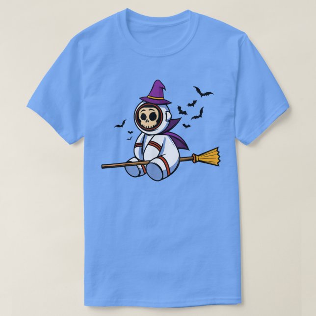 Halloween Astronaut Witch Flies Broom Pumpkin Tri T Shirt (Design framsida)