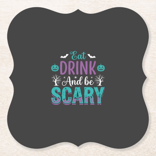 Halloween Ät Drick Och Var Rädslestruerad Design Underlägg Papper (Framsida)