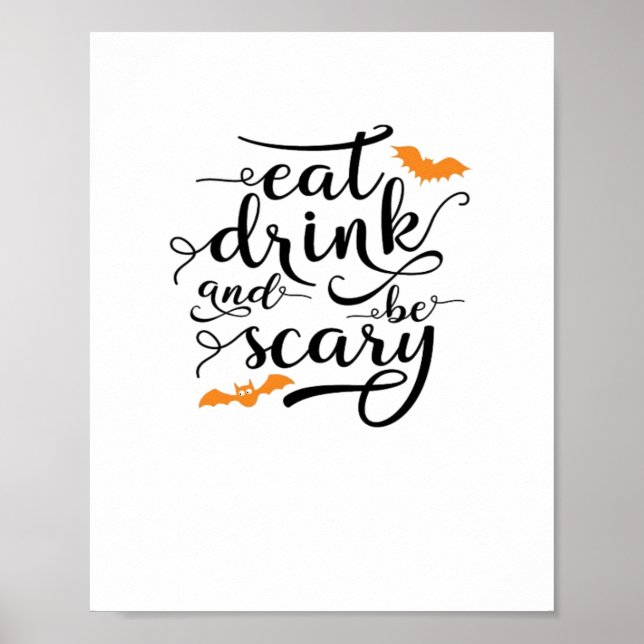 Halloween Ät Drick Och Var Rädslig Retro Klassiker Poster (Framsidan)