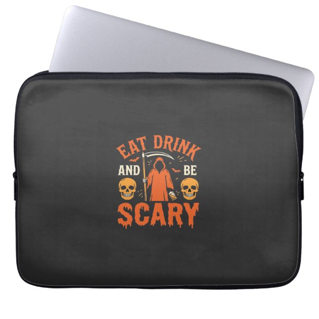 Halloween Ät Drick Var Rädslig Skördemaskin Design Laptop Fodral (Framsidan)