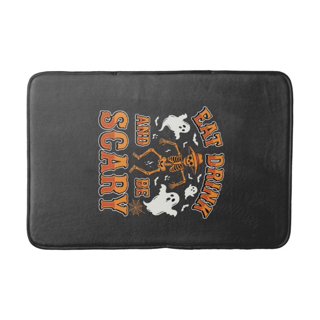 Halloween Ät Drick Var Rädslig Spökdesign_1 Badrumsmatta (Framsidan)