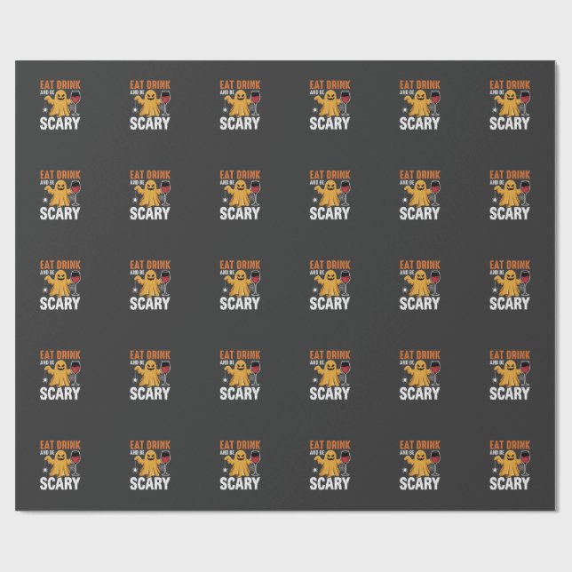 Halloween Ät Drick Var Rädslig Spökdesign_1 Presentpapper (Platt)