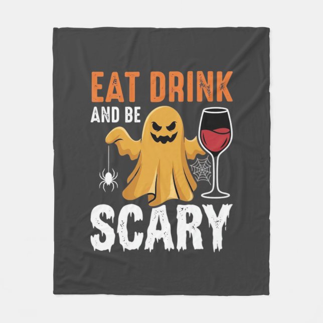 Halloween ät dryck vara läsklig spökdesign_1 fleecefilt (Framsidan)