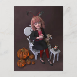 Halloween. Äter sötsaker. Helg Vykort