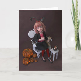 Halloween. Äter sötsaker. Helgkort