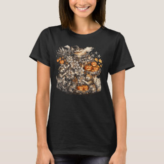 Halloween Återvinning Hundar & Katter Grunge Art D T Shirt