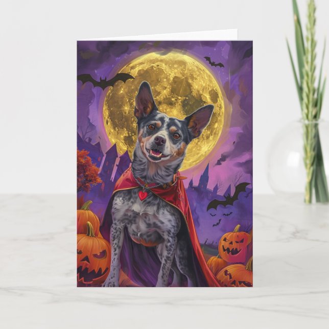 Halloween Australian Cattle Hund Pumpkins Scary Kort (Framsida)