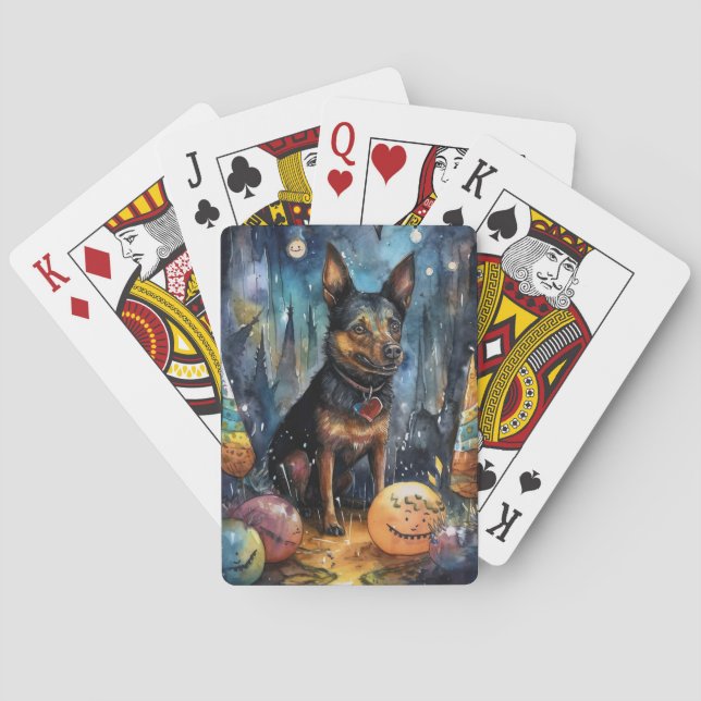 Halloween Australian Kelpie med pumpor Scary Casinokort (Baksidan)