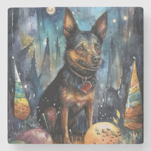 Halloween Australian Kelpie med pumpor Scary Stenunderlägg