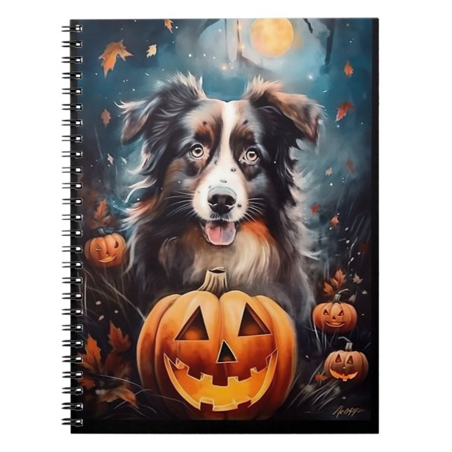 Halloween Australian shepherd med påssjuka Anteckningsbok (Framsidan)