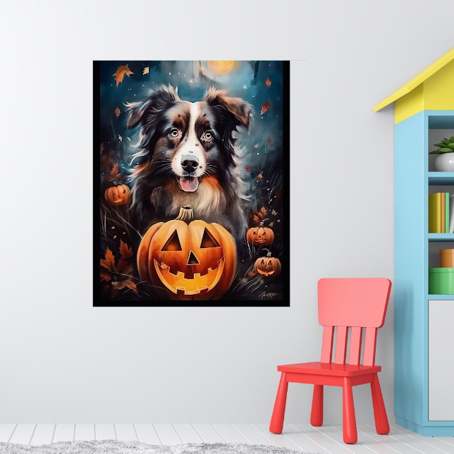 Halloween Australian shepherd med påssjuka Poster (Barnkammare 1)